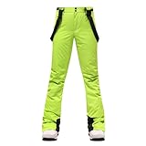Damen Skihose, wasserdicht, abnehmbare Nähte, Schneefang, Wanderhose, Snowboard-Latzhose, warm, für den Winter, Skianzug für Damen, grün, 46