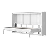 SMARTBett Schrankbett Classic mit Gasdruckfedern 100x200cm Horizontal Weiss | Wandbett, Wandklappbett fürs Gästezimmer, Büro, Wohnzimmer, Schlafzimmer