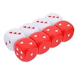 HONITANO 8 Stück Teiliges Würfelspiel Herz Würfel Rot Weiß Kreative Spielwürfel für Party Lernspiele Langlebiges Material als für Freunde