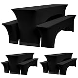Teruntrue DREI 9er-Set Schwarz Biertischhussen,Elastische Bierbankhusse und Tischdecken,Bierzeltgarnituren 220 x 70 x 70 cm, 70 cm Tischbreite, für Bankett Gartenmöbel Abdeckungen.