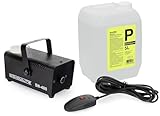 Showlite SN-400 Nebelmaschine 400W mit Fernbedienung und Nebelfluid (Nur 3 Minuten Aufwärmzeit, 40m³/min Nebelausstoß, 3,5m Sprühdistanz, 5L Nebelflüssigkeit inklusive) schwarz