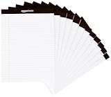 Amazon Basics Notizblöcke, liniert, 21.6 x 29.8 cm (Packung mit 12 Stück),50 Blatt pro Block, Letter, Weiß