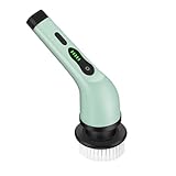 Elektrischer Spin Scrubber, 6 in 1 Elektrische Reinigungsbürste mit 6 Bürstenköpfen 2 Geschwindigkeiten Power Scrubber für Badezimmer, Küche, Fliesen, Boden (E)