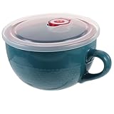 ULTECHNOVO Großer Keramikbecher mit Deckel Hochwertiger Trinkbecher für Büro und Zuhause für Kaffee Tee und Getränke Ergonomisches Design Große Kapazität