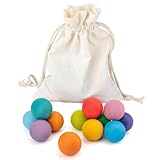 Mihauuke Holz Regenbogen Kugel - 12 Teile Zählkugeln,Lernspielzeug Zum Greifen Und Sortieren Für Kleinkinder Und Kinder Mit Spielspaß