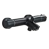 Rozin Badewannenarmatur Schwarz Thermostat Mischbatterie Wandmontage Wannenbatterie Auslauf mit Mousseur Duscharmatur Mischbatterie