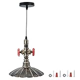 MMABEUTF VINTAGE EISENROHR LED DROPLIGHT KRONLEUCHTER LICHTLEISTE DECKENLAMPE E27 85-265V VERSTELLBARE LAMPENHÖHE STUDIE SCHLAFZIMMER WOHNZIMMER ROT (Goldene Rostfarbe)