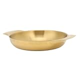 Yinhing Paella Pfanne, Edelstahl -Brempfanne mit Doppelohr Edelstahl Saut Pfanne Flachboden -Stahl Bratpfanne für das Haushaltsrestaurant (L 7.5x7.5x15cm / 3x3x5,9in)