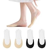 flintronic Damen No-Show-Socken, 4 Paare, Schwarz, Weiß, Hautfarbe, Grau, Blau, Grün, EU 36-41, Modern, Runder Zeh, Rutschfest, Urban/Casual, SOCKS, Toe Socks, Low-Cut, 4 Stück, Erwachsene Frauen
