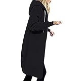 EMATOP Jacke Damen Langen Sweatjacke Casual Baumwolle Fleecejacke mit Kapuze Sport Sweatshirt Einfarbig Elegant Kapuzenjacke Herbst Winter Langarm Hoodies Mantel Teenager Mädchen Kapuzenpullover