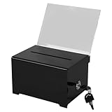 Spendenbox mit Schlüssel,Spendenbox Abschließbar,Spardose mit schloss, Wahlurne Kummerkasten Spendenbox Losbox Vorschlagsbox für Abstimmungen, Gewinnspiele (Schwarz)