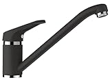 SCHOCK® Küchenarmatur COSMO Onyx I Hochdruck Einhebelmischer mit Festauslauf I 360° schwenkbar I Platzsparendes Design I Extrastarker Wasserdurchlauf I Standard Norm-Anschlüsse I Messing I 165 mm Höhe