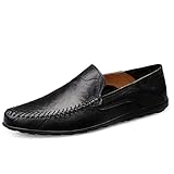 Remxi Herren Mokassins Slippers Lederschuhe Slip On Penny Loafers Fahren Klassische Bussnis Derby Oxford Schuhe Schwarz 42 EU