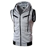 PANVER Tank Top Herren Fitness Schwitzen Atmungsaktiv Muskelshirt Gym Draussen Running Hoodie Ärmellos Mode Casual Sportshirt H-Light Grey XXL