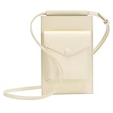 LUKUBGG Echtleder Handytasche zum Umhängen Damen, Klein Handy Umhängetasche Damen, Handytasche mit Geldbörse zum Umhängen, mit Kartenfächer,Leder (Beige)