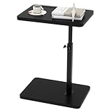 IBUYKE Beistelltisch C Form, 360° Rotierbarer und Höhenverstellbar Sofatisch, Couchtisch für schmale Räume, mit Steckplatz für Telefon und Tablet, für Wohnzimmer, Schlafzimmer, Schwarz TVT003B