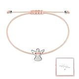 BOYATONG Schutzengel Armband Silber mit Verstellbarem Geflochtenem Seil - Engel Armbändchen als Kommunionsgeschenke, Taufgeschenke - Konfirmation Taufe Kommunion Geschenke für Mädchen & Frauen