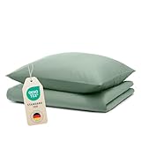 Blumtal Bettwäsche 135x200cm + 80x80cm Kopfkissenbezug - Oeko-TEX zert. Mikrofaser Bettwäsche Set - Mikrofaser Bettbezug bis 95 °C - Deckenbezug + Kissenbezug 2-teilig - Sommerbettwäsche Sommer Grün