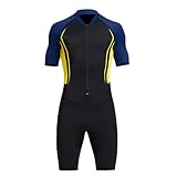 VLOBAOM Neoprenanzug Shorty Für Männer Frauen Dive Skin Frontreißverschluss Kurzarm 1,5 Mm Neopren ＆ Schnell Trocknendes Material,M,Men Black