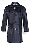 Infinity Leather Schwarzer Klassischer 3/4-Leder Dufflecoat für Herren S