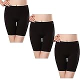 SEPMINDU Damen Slipshort Baumwolle Anti Chafing Langbeinige Schlüpfer Multipack Sicherheitsunterwäsche Boy Shorts Leggings für Unterkleider (3 * schwarz,L)