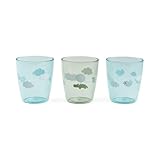 Done by Deer Yummi mini Glas 3-er Pack Happy clouds Green (120 ml) - Baby Trinkbecher - Plastikbecher aus 100% Acryl in Lebensmittelqualität und Spülmaschinenfest - Durchsichtig Kinderbecher