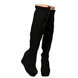 Stiefel Damen Overknee Boots Wildleder Hohe Stiefeletten Plateaustiefel Übergangsstiefel Keilabsatz Schuhe Langschaftstiefel Wildlederstiefel Weitschaftstiefel