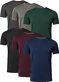 FULL TIME SPORTS® Tech 3 4 6 Pack Assorted Langarm-, Kurzarm Casual Top Multi Pack Rundhals T-Shirts (X-Large, 6 Pack - Dark Assorted)