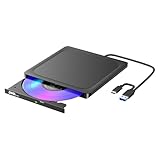 BHHB Externes DVD Laufwerk USB 3.0 & USB-C DVD/CD Laufwerk, CD DVD +/-RW ROM Brenner Optical External DVD Drive für Laptop, PC, Desktop, MacBook, iMac, Windows, XP, Linux, MacOS(Ultra-schlank)