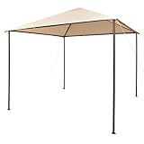 Partyzelt Pavilion Überdachung 3x3 m mit Stahlrahmen, Wasserfestes Oxford-Gewebe, UV-beständig, Camping Pavillon, Gartenzelt, Festival Zelt, Beige, 3 x 3 x 2.9 m