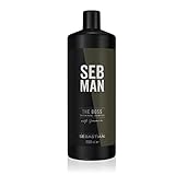 SEB MAN THE BOSS – verdichtendes Volumenshampoo für mehr Fülle – kräftigendes Shampoo mit Guarana-Extrakt und anregendem Duft von Bergamotte und rosa Pfeffer – 1 L