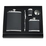 GIGIIS Edelstahl Flachmann-Set - 8 oz und 3 oz Taschenflaschen, Becher, Trichter, Stift und Geschenkbox - Geschenk für Männer, Hochzeiten und besondere Anlässe