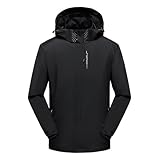 Ynport Crefreak Herren Outdoor Wasserdichte Jacke Leichter Regenmantel Winddichte Wanderjacke Kapuzenjacke Bergjacke, Perfekt für den Alltag und Outdoor Abenteuer, Schwarz, XXL