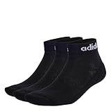 adidas Unisex Linear Ankle Cushioned Socks 3 Pairs, Black / White, 42-45
