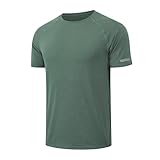 HYCOPROT Herren Sport T-Shirts Schnelltrocknend Atmungsaktiv Kurzarm Funktionsshirts Kationischer Technologie Feuchtigkeitsableitung Reflektierenden Streifen für Lauftraining Bodybuilding und Fitness