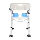 Hochbelastbarer Duschstuhl mit Armlehnen Duschstuhl Klappbar Verstellbare Höhe 72-79cm Duschhilfe für Dusche Badehocker Badstuhl belastbar bis 150kg (Blau)