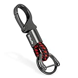 WardWolf D-Clip Karabiner Schlüsselanhänger aus Zinklegierung, Autoschlüsselanhänger mit Upgrade Anti-Verlust, Schlüsselbund mit 2 Ringen, Geschenk für Frau, Mann, Freunde,Schwarz und Rot