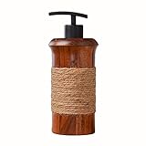 ASumPio Seifenspender Fürs Badezimmer, Flüssigseifenspender Aus Holz Mit Pumpe Aus Edelstahl Und Chrom Für Die Badewanne, Waschtisch-Pumpflasche,