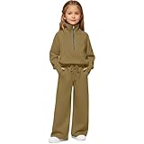 Generisch Jumpsuit Jungen 164,Kinder-Outfit-Set Mit Hochgeschlossenem Sweatshirt Mit Halbem Reißverschluss Und Einfarbiger Mädchen Jungen Sporthose Set（13-14 Jahre,02-Kamel）