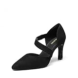 DREAM PAIRS Damen High Heels Pumps Kleid Geschlossene Spitze Zehenpartie Bequeme Pumps Schuhe für Arbeit Büro Hochzeit Tanzen,Size 43,Schwarz-Wildleder,SDPU2350W