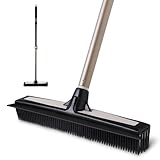 Eyliden Gummibesen mit Stiel, 2-in-1 Bodenbürste mit Bodenabzieher & Teleskopstiel (137cm) - Ideal für Teppiche Tierhaare und Hartböden, Besen für alle Böden - drinnen & draußen