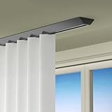 Raumteiler-Decken-Vorhangschiene, Erkerfenster, Wohnmobil-Deckenschiene für Vorhänge, Zugstange mit leichtgängigem Gleiten, unsichtbare Gardinenstange, Weiß/Schwarz (Farbe: Schwarz, Größe: 2,4 m)
