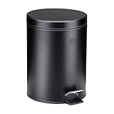 Dirt Devil Tretmülleimer 5L – Mülleimer Küche mit Soft Close – Abfalleimer aus Edelstahl – für Küche, Badezimmer und Buro - Herausnehmbarer Inneneimer – Küchenmülleimer - Ø20,5 x 28 CM – Schwarz