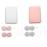 LOORGVEL 2 Sätze Tragbare Kontaktlinsenbox aus Robustem Kunststoff Kompakt und Leicht für Reisen und Täglichen Gebrauch Schützt Farbige und Tageslinsen Sicher in Roségold und Silber