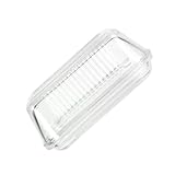 HOODANCOS Glas Butterdose mit Abdeckung Frischhaltende Käseplatte Buttertablett für Haushalt Transparentes Serviertablett Küchen dessertplatte
