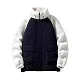 ZEMALON Jacke Herren Casual Leichte Mode Kältejacke Herren Jugend Klassisch All-Match Outdoorjacke Herren Verdicken Komfortabel Warm Baumwolle Jacke Herren E-White S