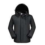 OutPro Herren Skijacke Vielseitige Winterjacke Warme Fleecejacke - Wasserdicht, winddicht, Perfekt für Outdoor-Aktivitäten und Winterwanderungen Schwarz,XL