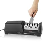 Oleio Elektrischer Messerschärfer mit 3-Stufen-System Grob, Fein & Polieren | 15° Winkelführung, 100% Diamantschleifmittel, Magnet-Spänesammler, vibrationsarm