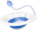 DEANIC Sitzbad für Toilette Faltbares Sitzbadewanne für Hämorrhoiden, Sitzbadewanne Erwachsene für Postpartale Betreuung und ältere Menschen, Aufhängbar Sitz Bath mit Handspülpumpe (Blau)