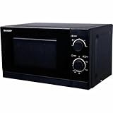 Sharp R200BKW Solo-Mikrowelle / 20 L / 800 W / 5 Leistungsstufen / Timer von 35 Minuten bis 00 Sekunden / gewichtgesteuertes Auftauen / Energiesparmodus / Glasdrehteller (25,5 cm) / schwarz